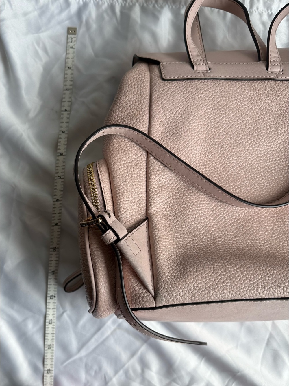 Michael Kors Pale Pink Leather Backpack with Gold Chain Detail - Picture 7 of 14